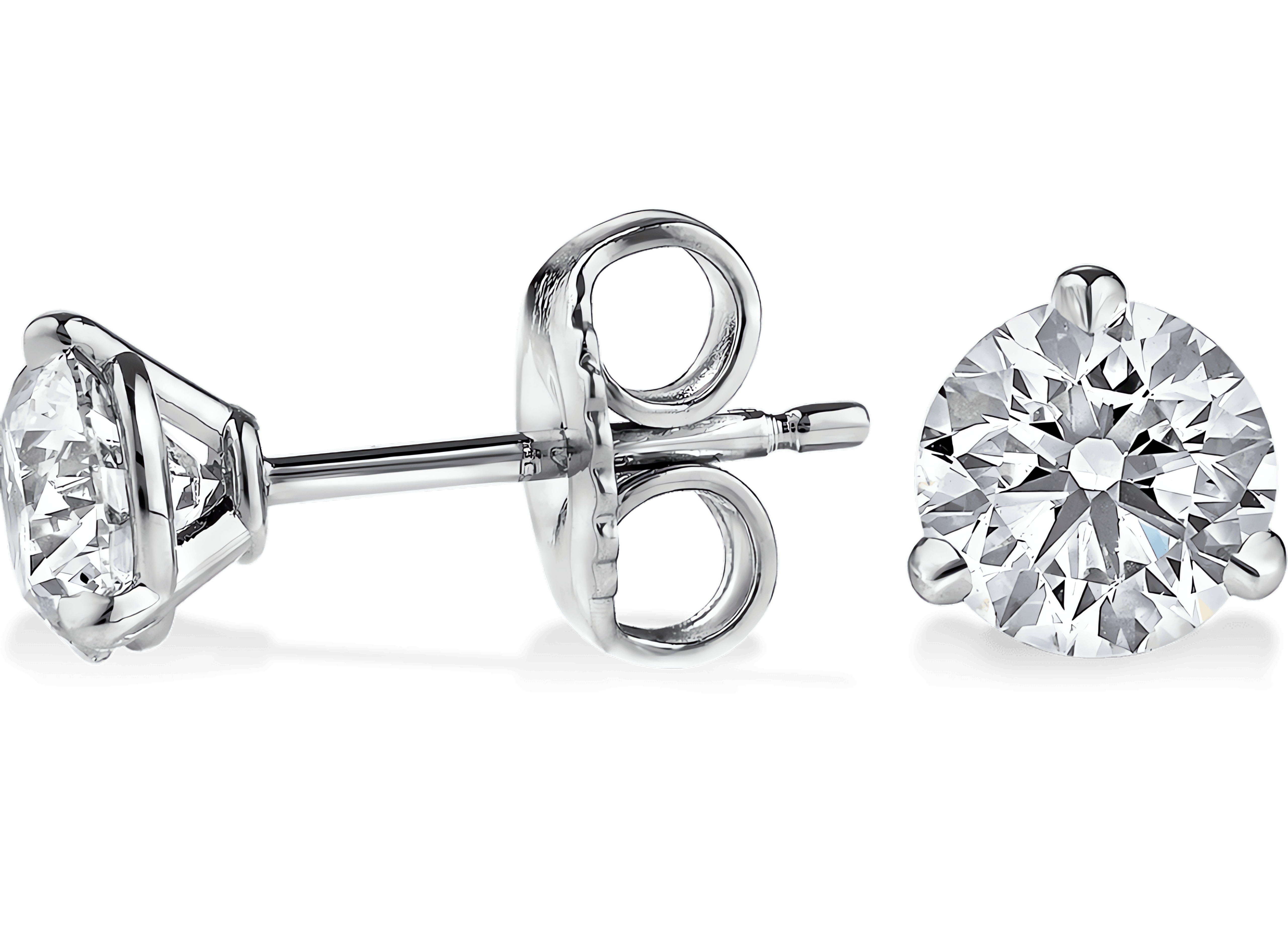 Round Cut Three-Prong Martini Diamond Stud Earrings