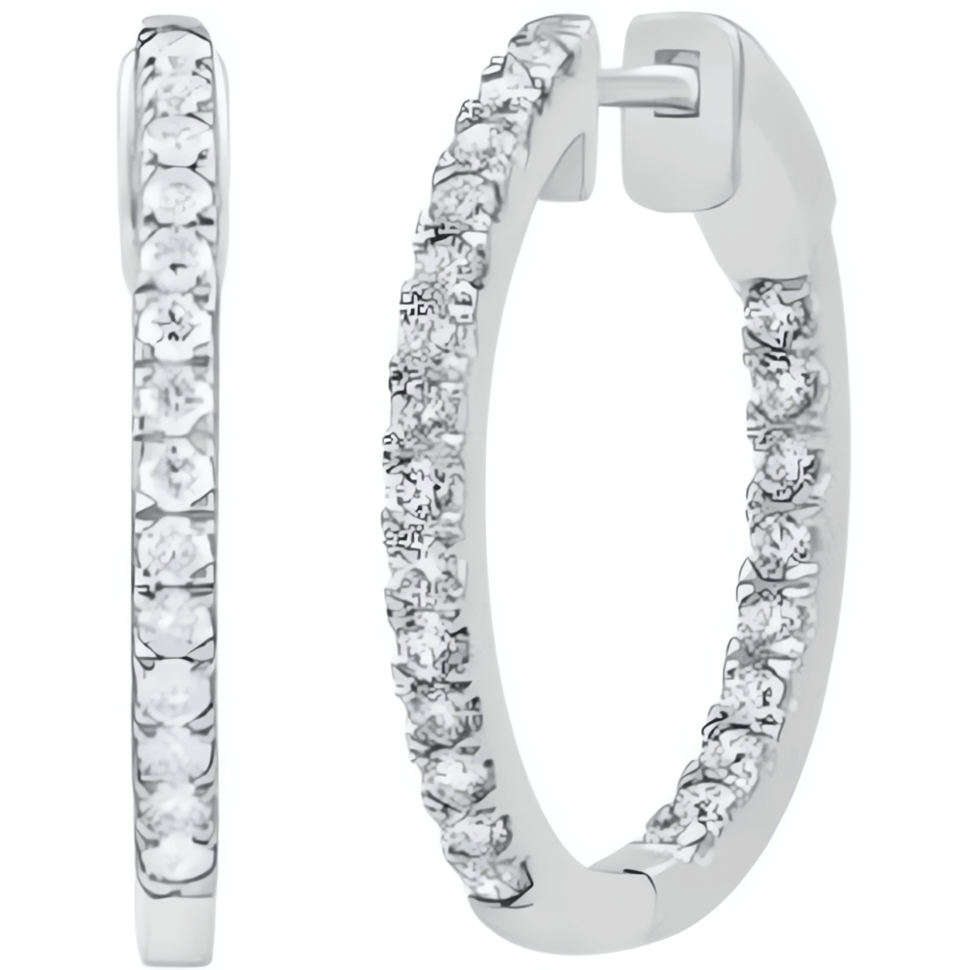 Sterling Silver Diamond Hoop Earrings