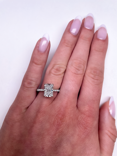 2.87 carat radiant-cut lab diamond engagement ring
