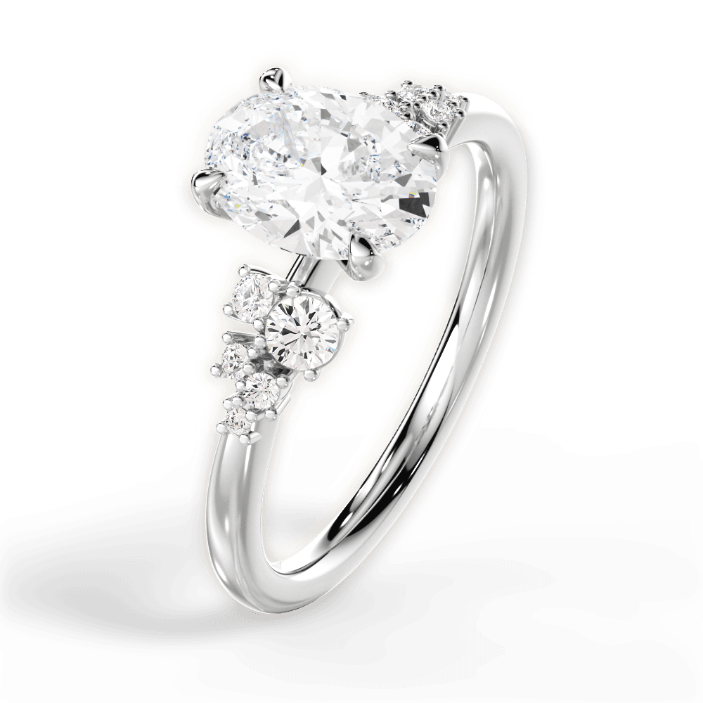 Triple cluster side stone deals engagement ring