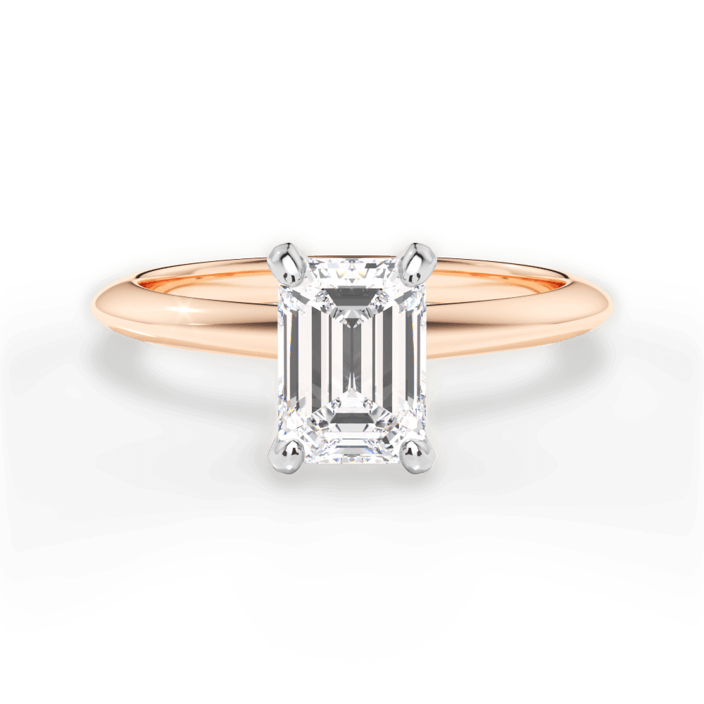 The Milena Emerald Cut 18kt Rose Gold Solitaire Knife-Edge