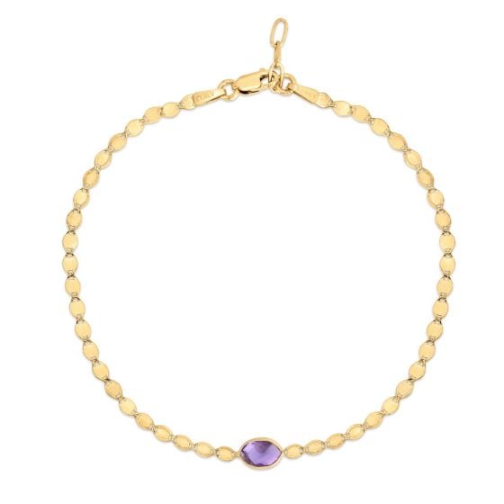 Image of gold bracelet with purple amethyst stone