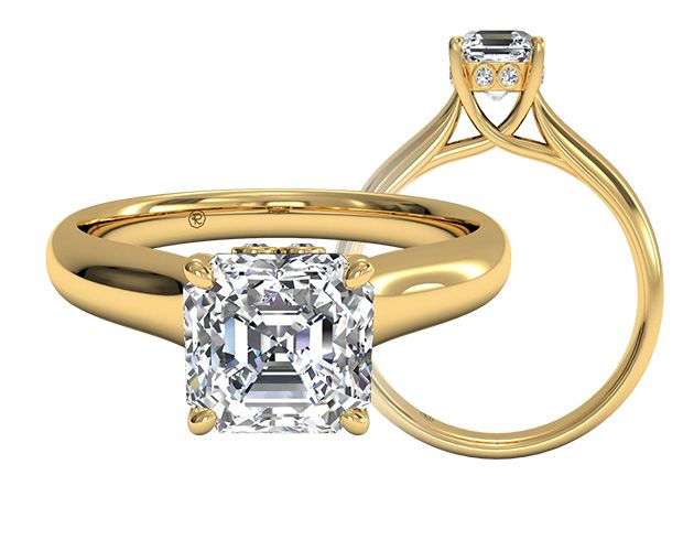 Asscher Cut Diamond Classic Solitaire in Yellow Gold