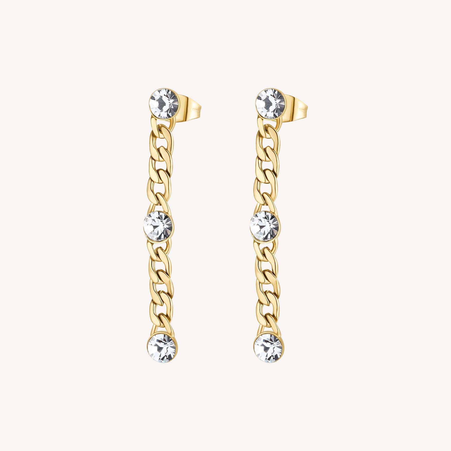 Image of gold earrings with crustal accents