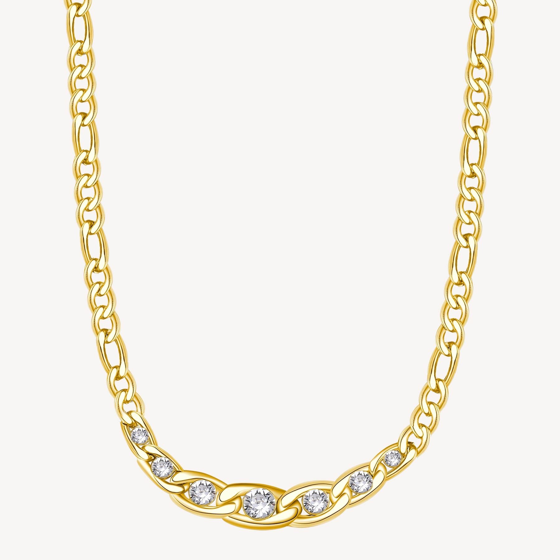 Image of gold necklace with crystal stones