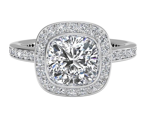 Bezel Set Cushion Brilliant Diamond Engagement Ring by Ritani