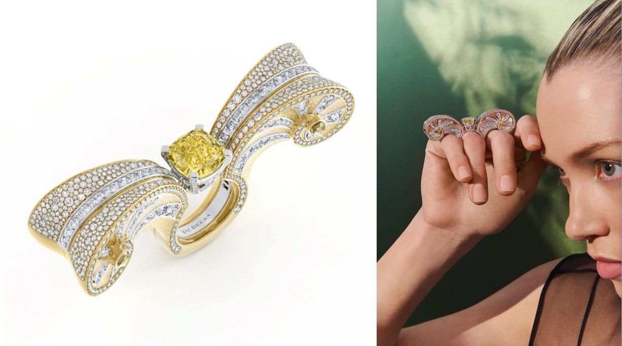 Louis Vuitton LV Diamonds Pavé V Ring, Pink Gold