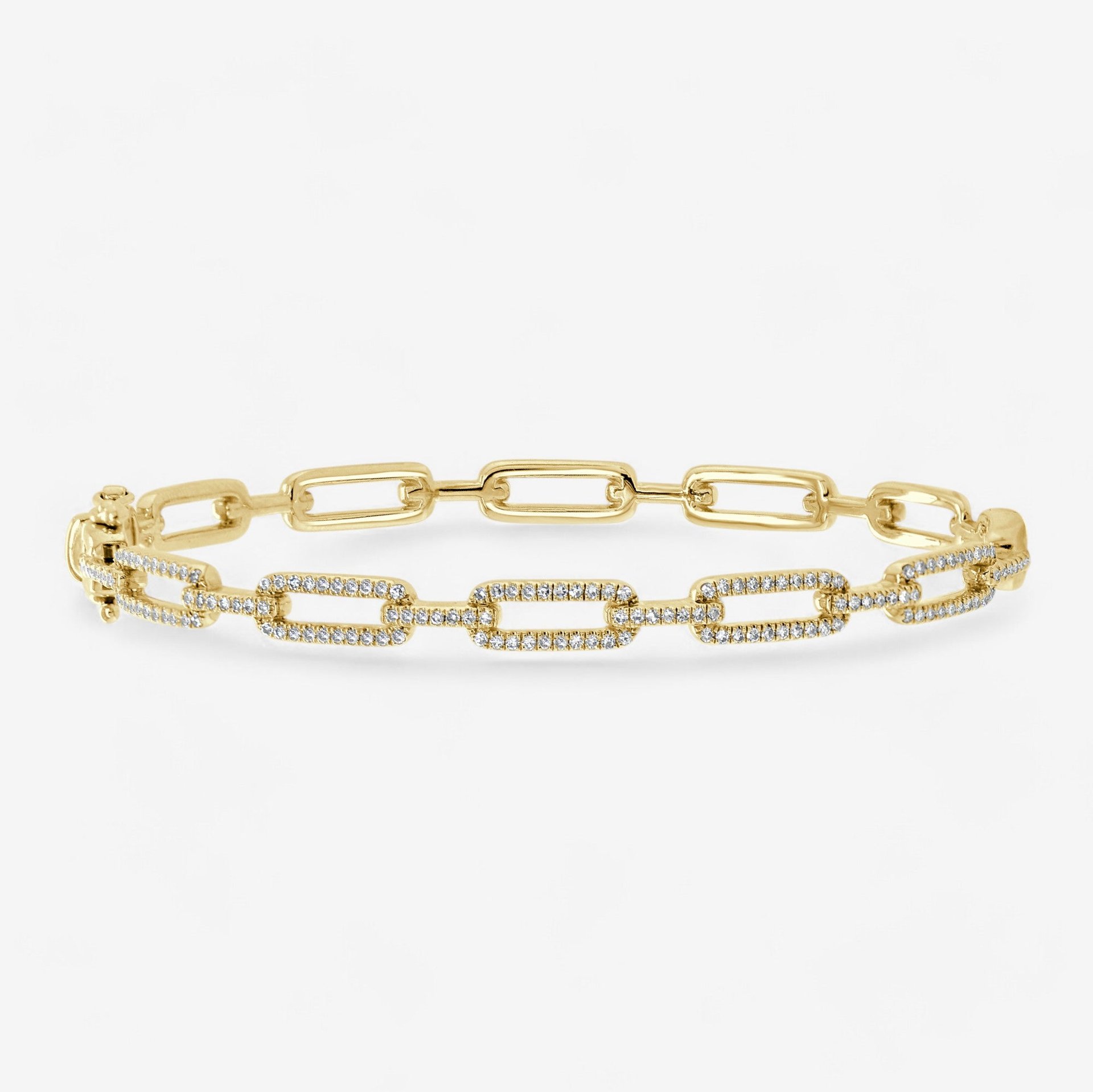 Image of yellow gold and diamond open link bracelet