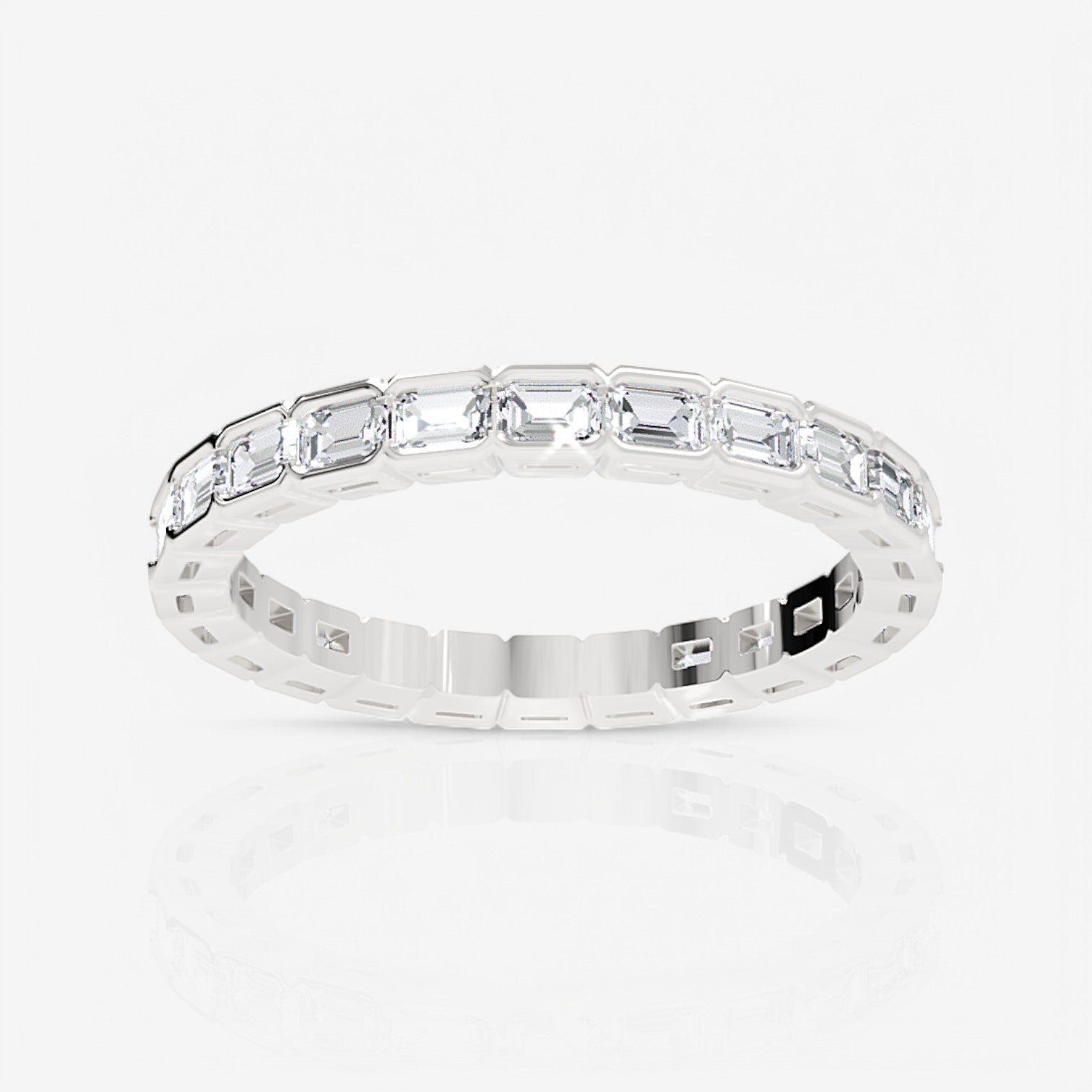 Image of diamond eternity ring set in platinum with east-west setting
