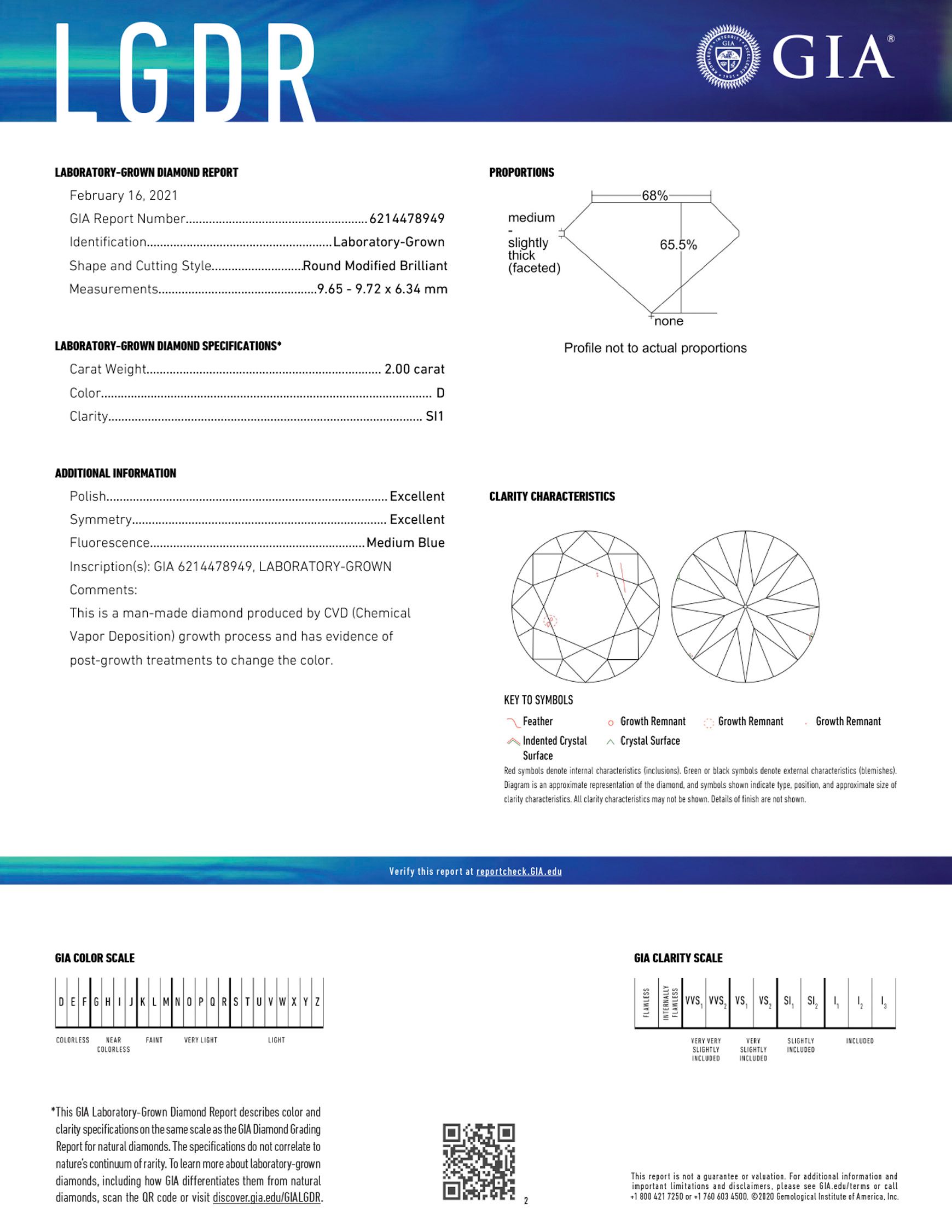 GIA sample lab diamond grading report 