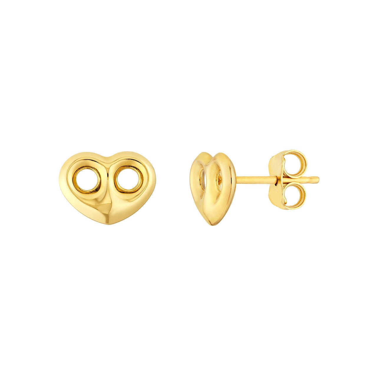 Imager of gold heart stud earrings