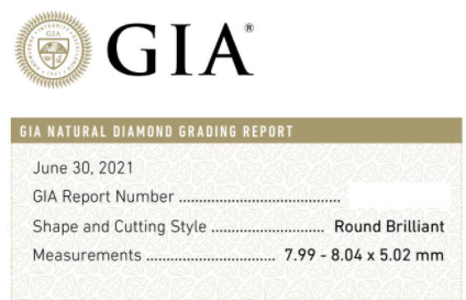 Jared GIA diamond cert