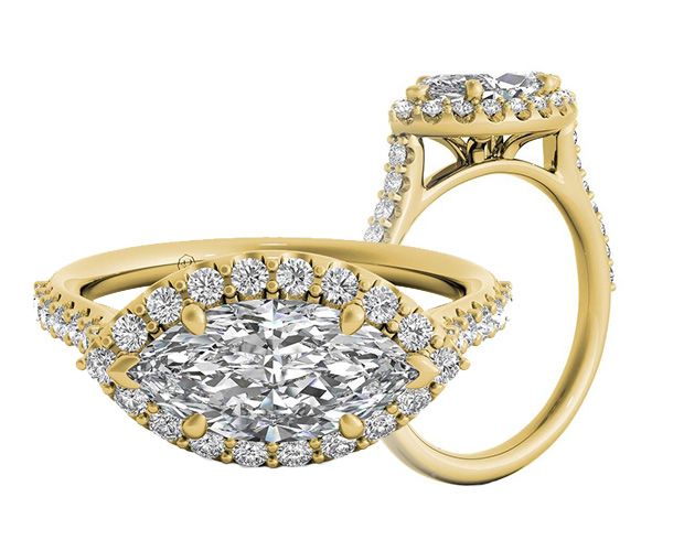 east to west marquise-cut engagement ring