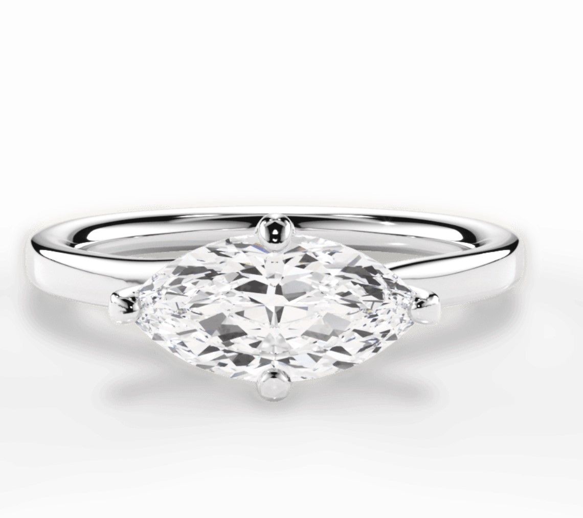 Marquise Diamond Engagement ring set on side