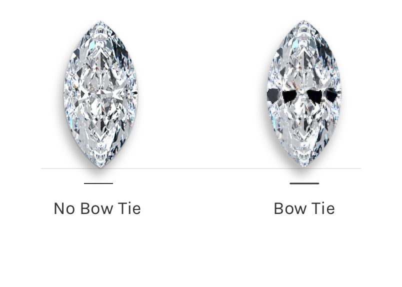 marquise-cut diamond bowtie effect