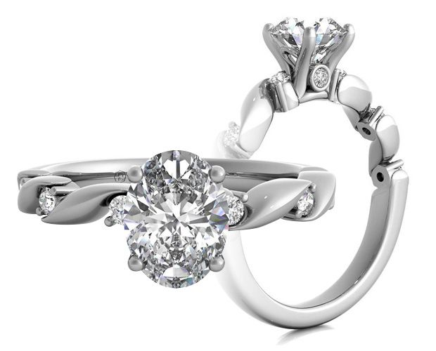 oval-cut engagement ring in white gold