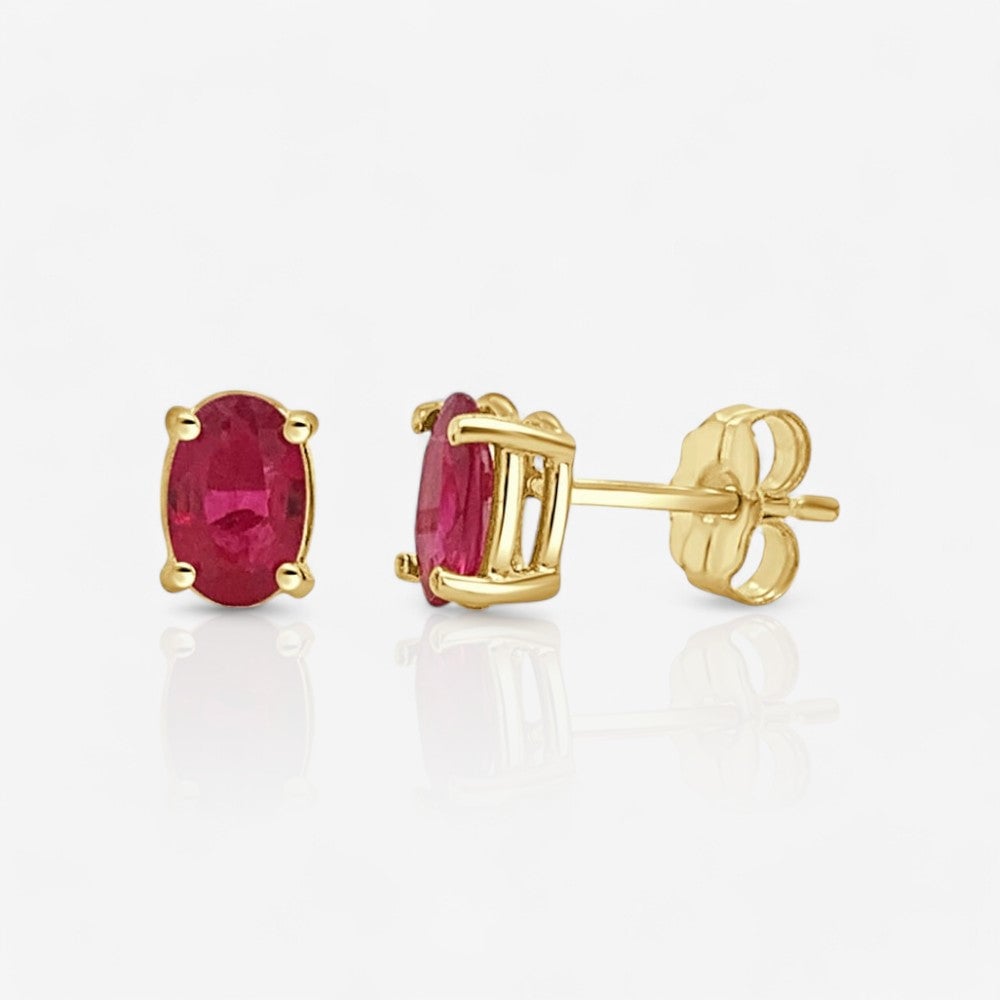 Image of oval ruby red earrings