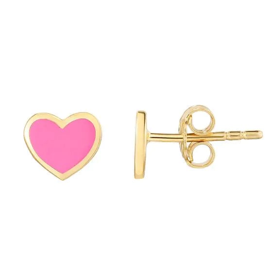 Image of pink heart shaped children's stud earrings