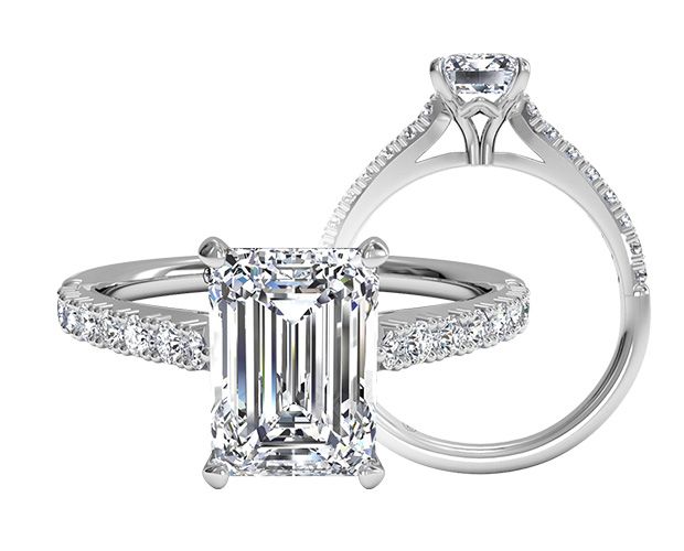 Platinum Engagement Ring by Ritani with Emerald Cut Diamond