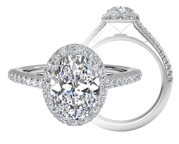 oval diamond halo engagement ring