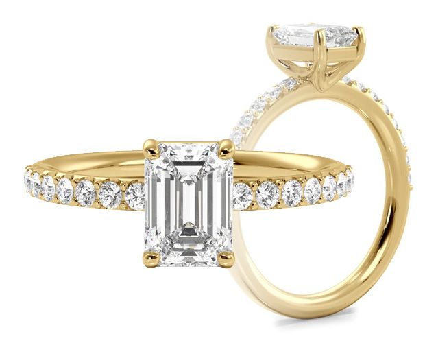 yellow gold emerald cut engagement ring