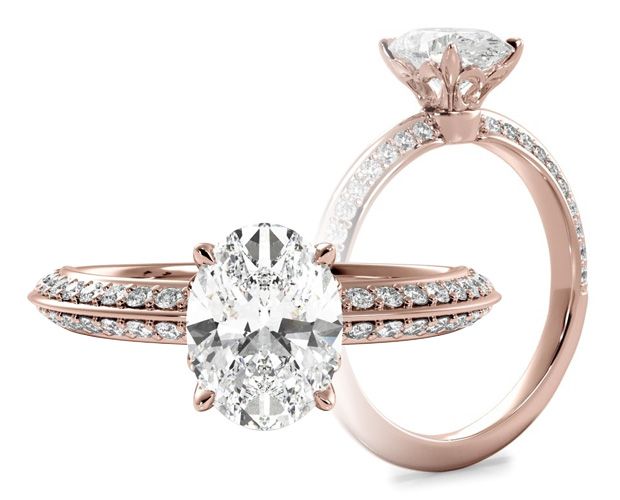 18kt rose gold oval cut diamond engagement ring