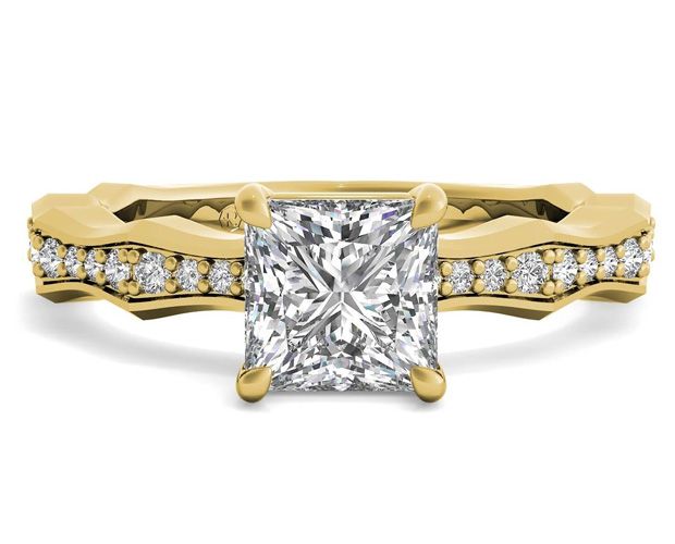 bamboo diamond band engagement ring