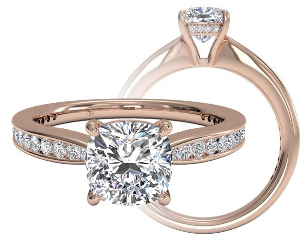 cushion cut rose gold diamond setting