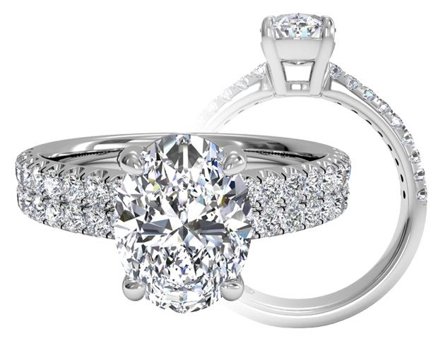 oval cut diamond double band engagement ring