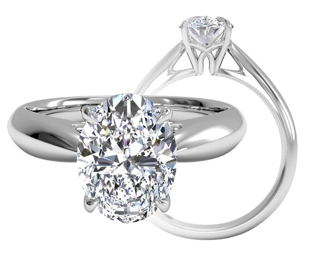 tapered oval cut engagement ring