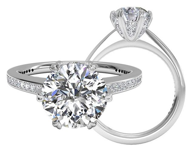 6 prong engagement ring with surprise diamonds