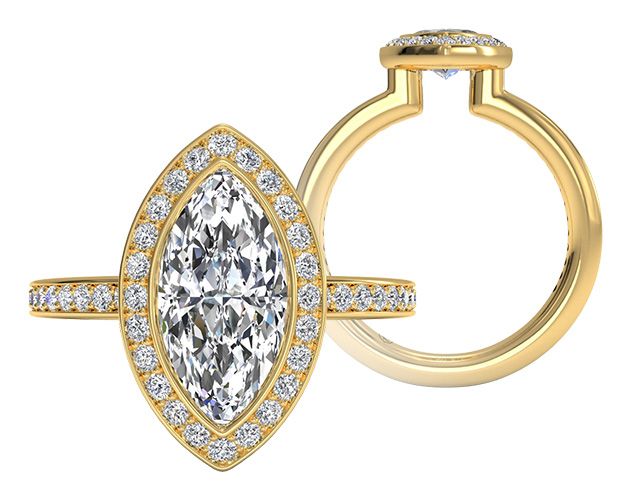 yellow gold marquise engagement ring