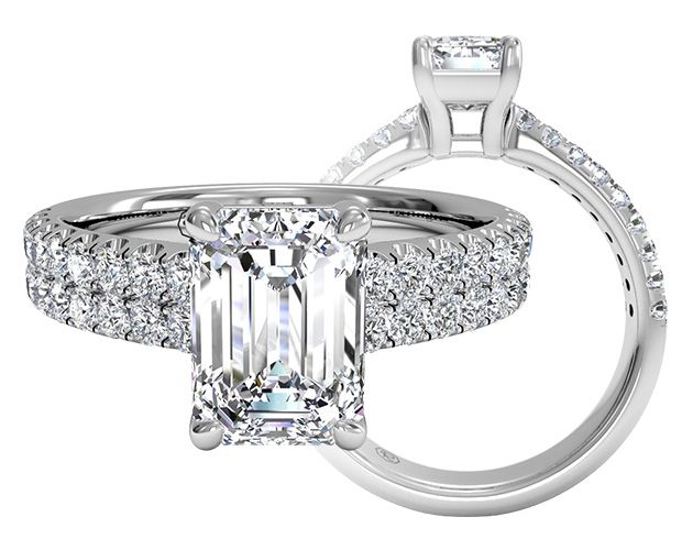 double row diamond band engagement ring