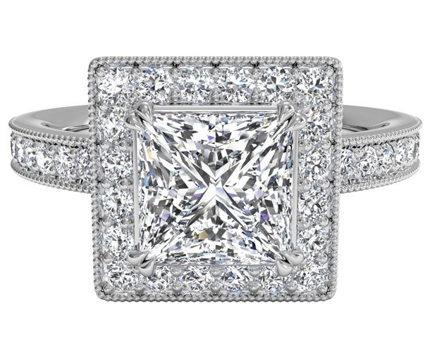 platinum vintage-inspired princess-cut diamond ring