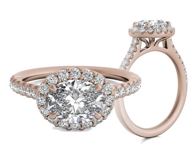 east to west oval engagement ring