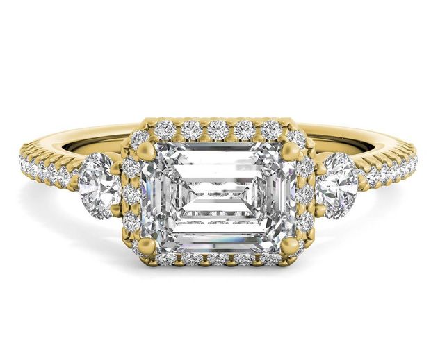 East-to-West Set Diamond Engagement Ring