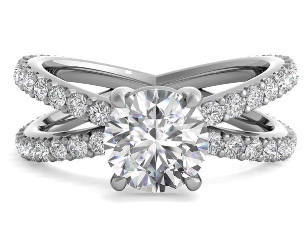 Unconventional non-traditional Engagement Ring with Brilliant Round Diamond