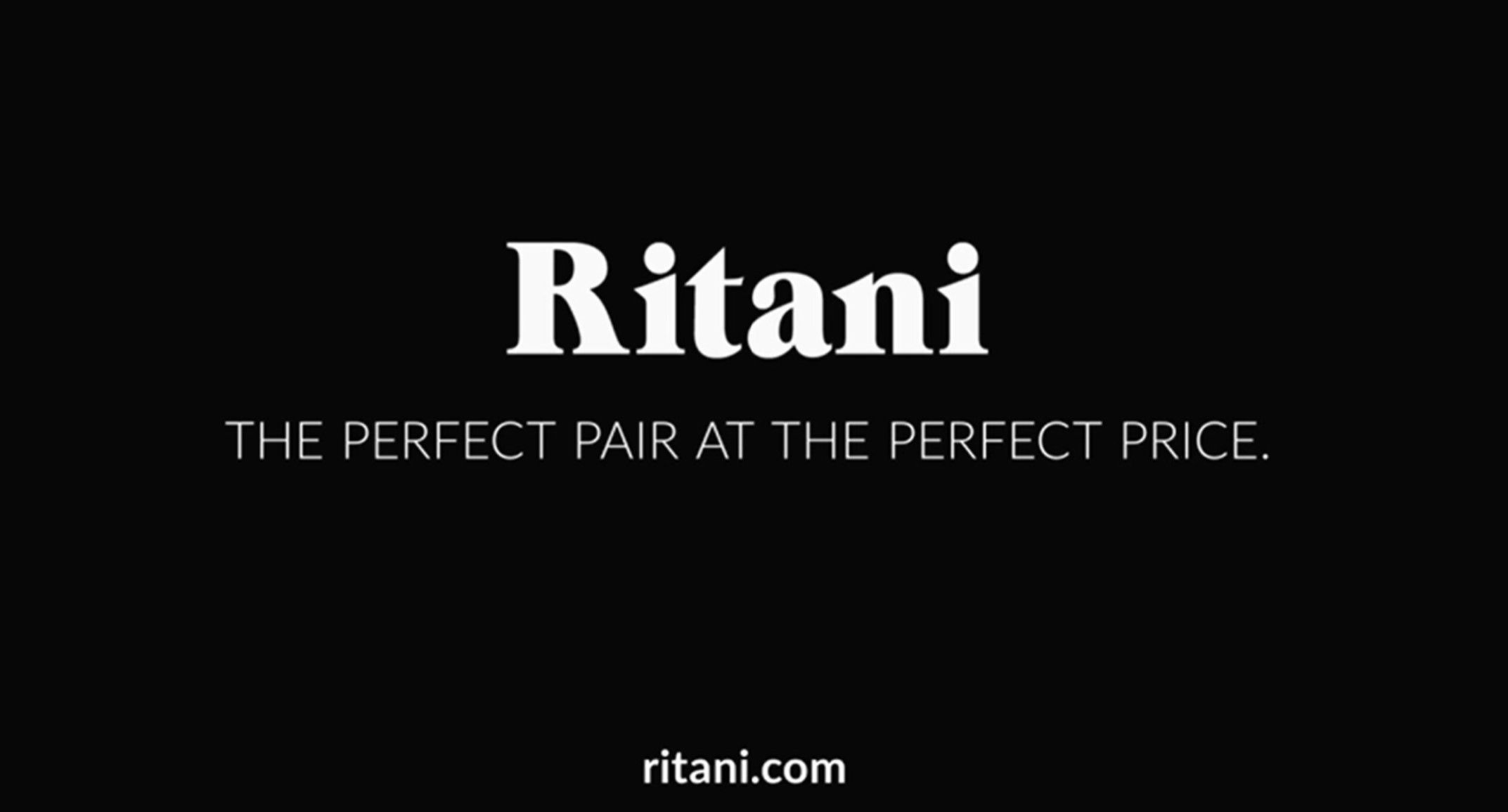 Image of black screen with Ritani logo and text saying "The Perfect Pair at the Perfect Price"