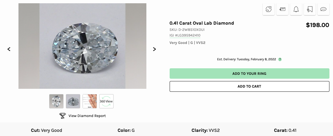 lab diamond with blue nuance