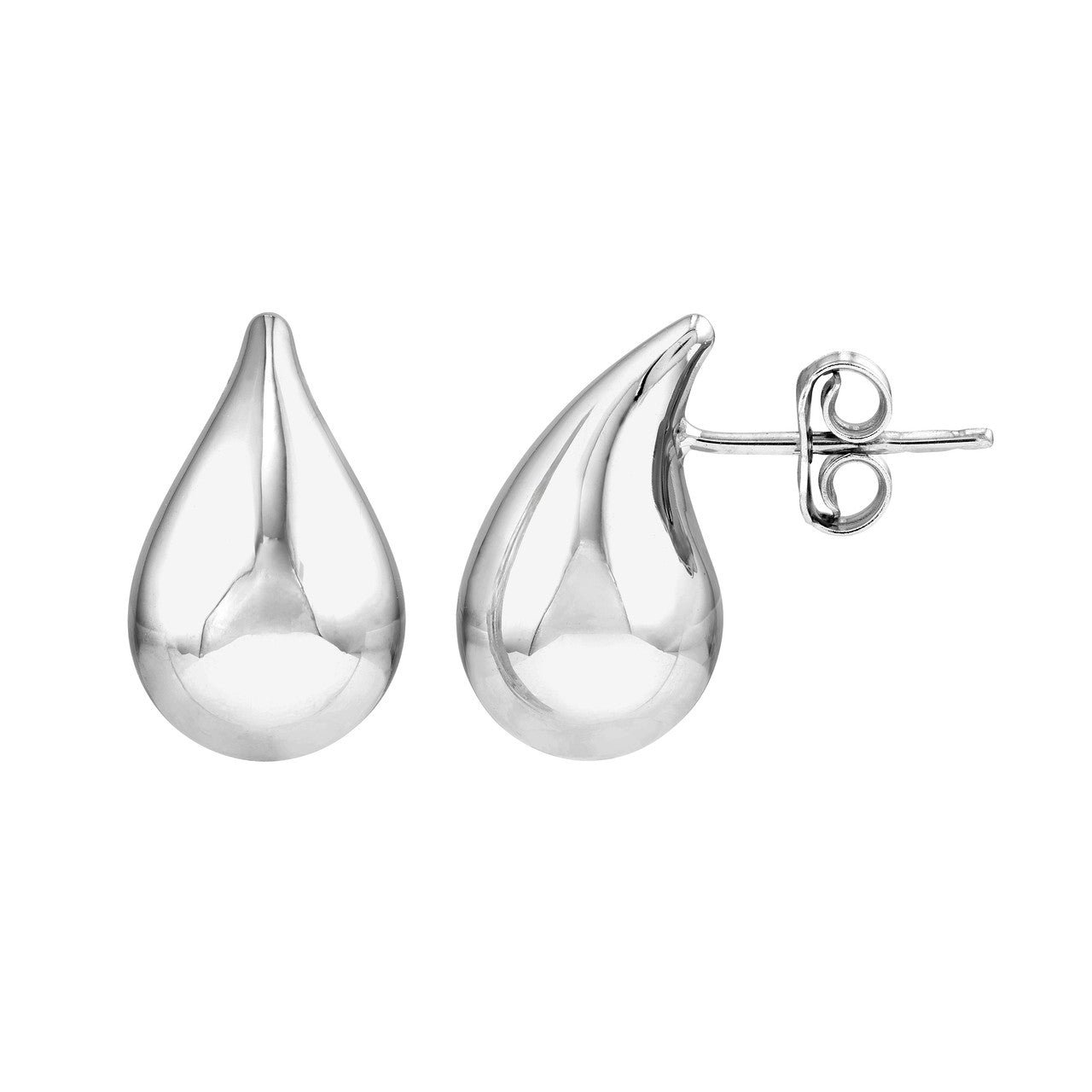 Image of silver teardrop stud earrigs