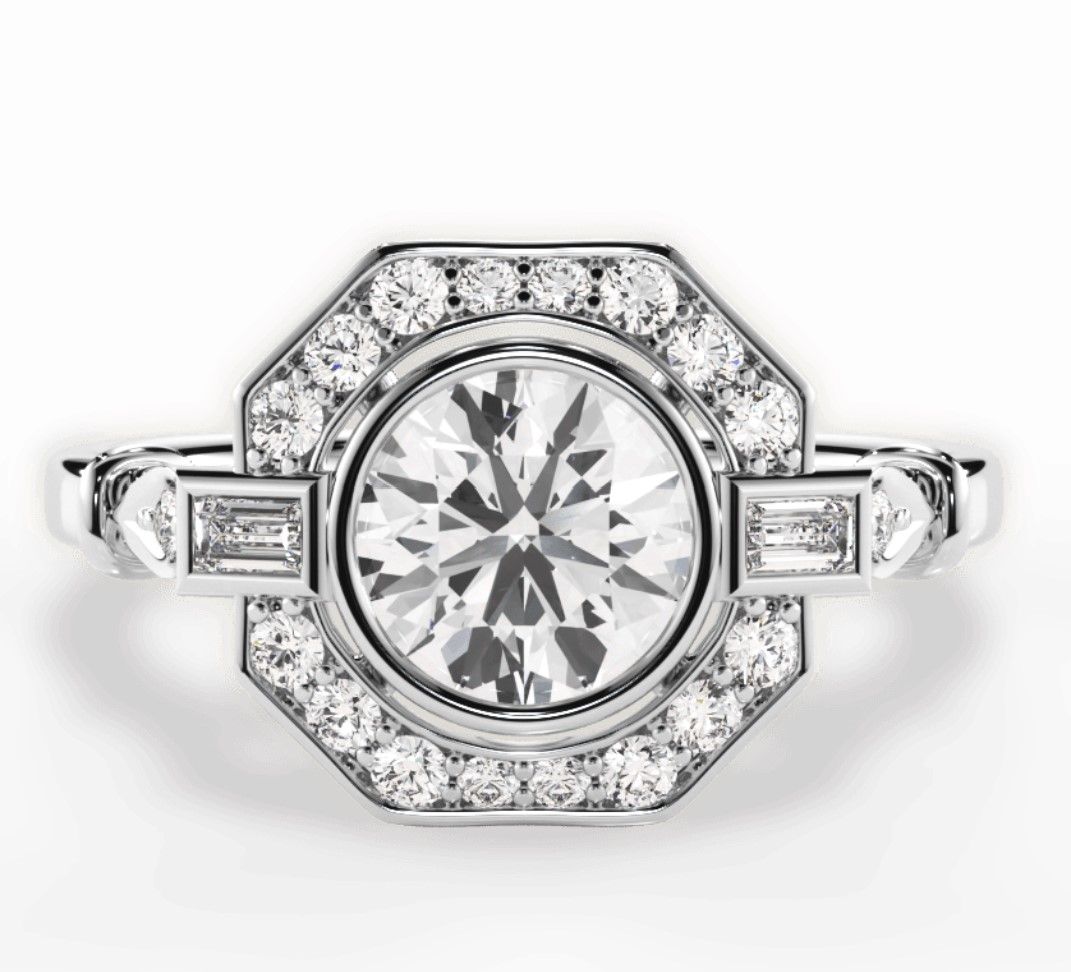 Image of antique inspired diamond engagement ring 