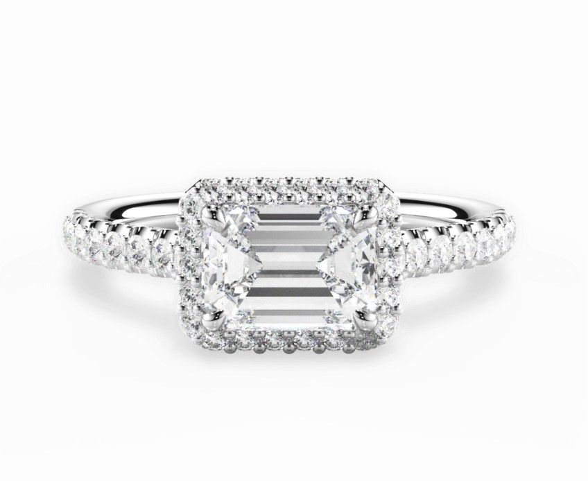 Images of diamond engagement ring with east-east setting