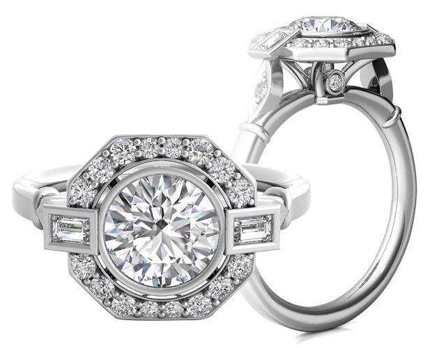Vintage Platinum Engagement Ring Art Deco Inspired