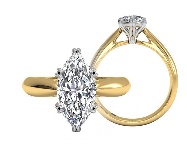 solitaire cathedral marquise-cut diamond engagement ring