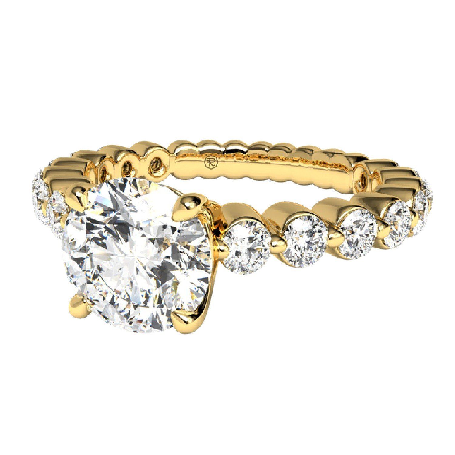 yellow gold shared prong setting