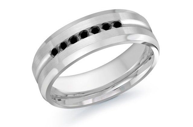 black diamond beveled edge wedding ring