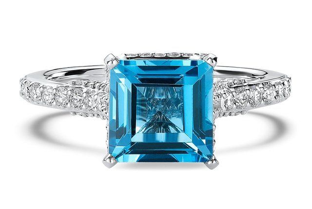 blue topaz cocktail ring with diamonds