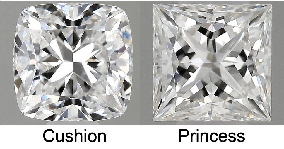cushion diamond vs princess diamond