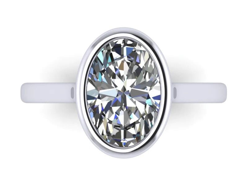 custom bezel set oval engagement ring