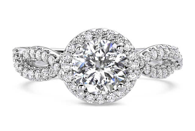 diamond twist halo engagement ring